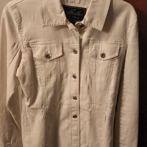 White Hip-length Lined Cotton/Ramie Blazer